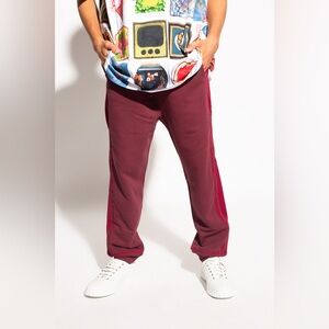 NEW NWT LOEWE Bi-Color Joggers In Burgundy Sweatpants